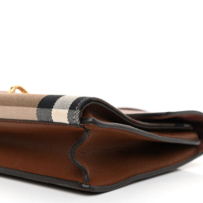 Burberry Derby Calfskin House Check Small Macken Crossbody Bag Tan 9 of 9