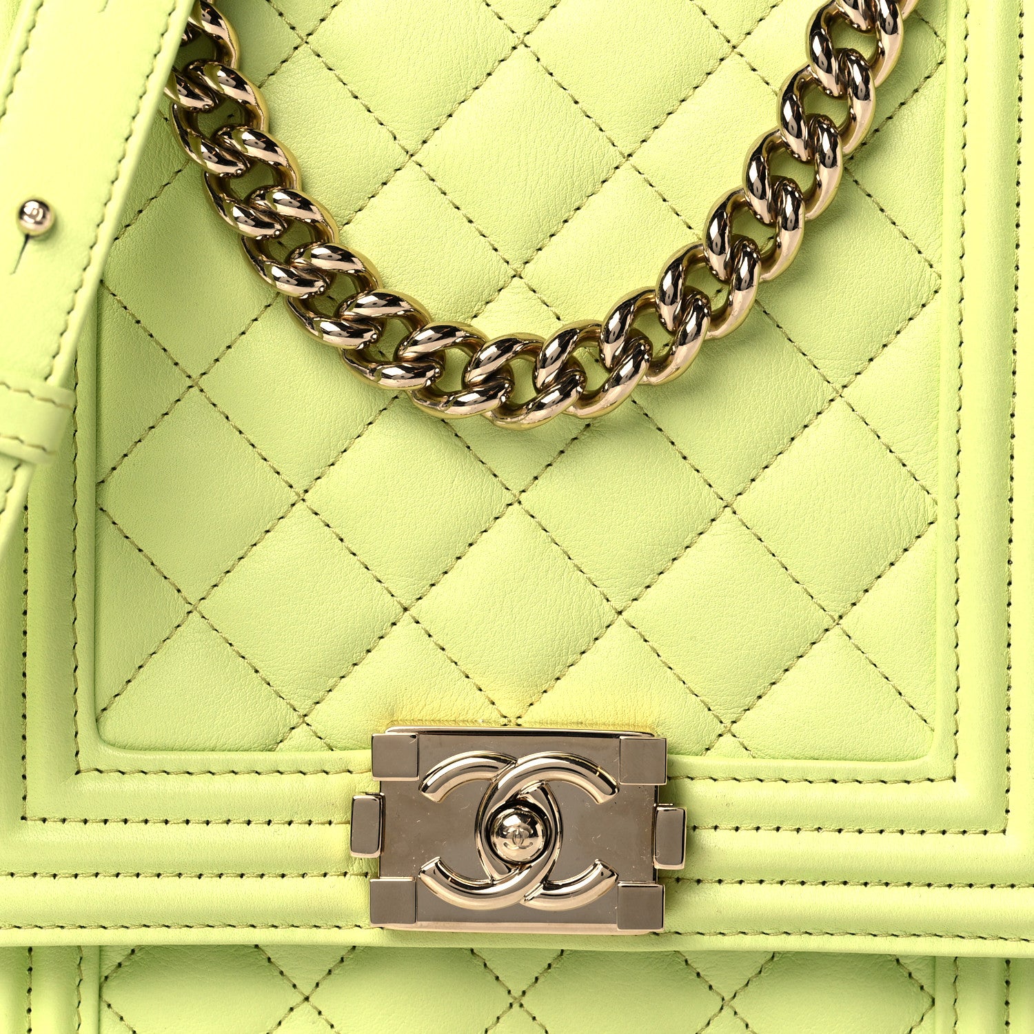 Chanel Calfskin Quilted North South Boy Flap Light Green 8 of 10