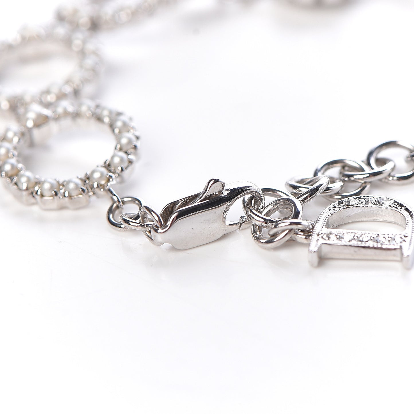 Crystal Pearl Studio Bracelet Silver Blanc