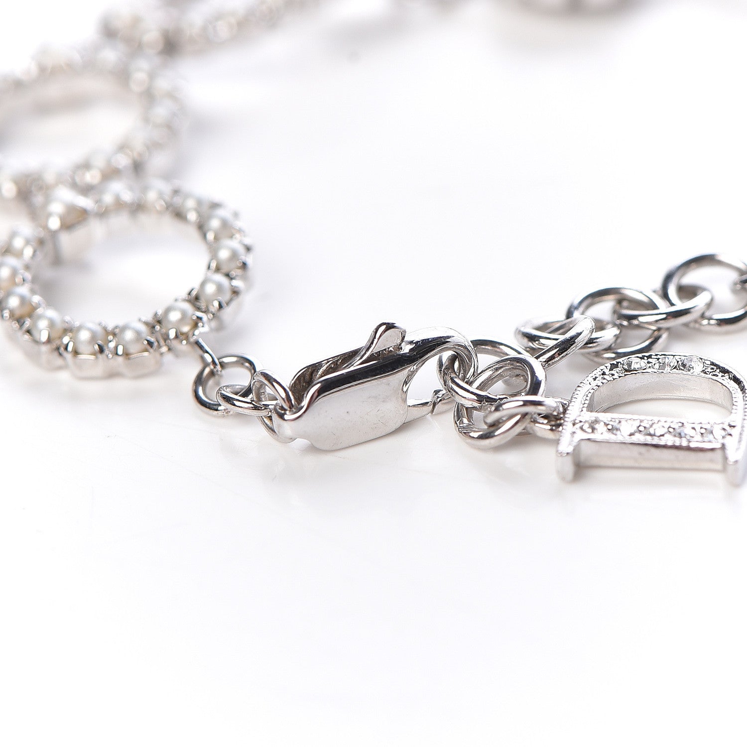 Christian Dior Crystal Pearl Studio Bracelet Silver Blanc 6 of 7