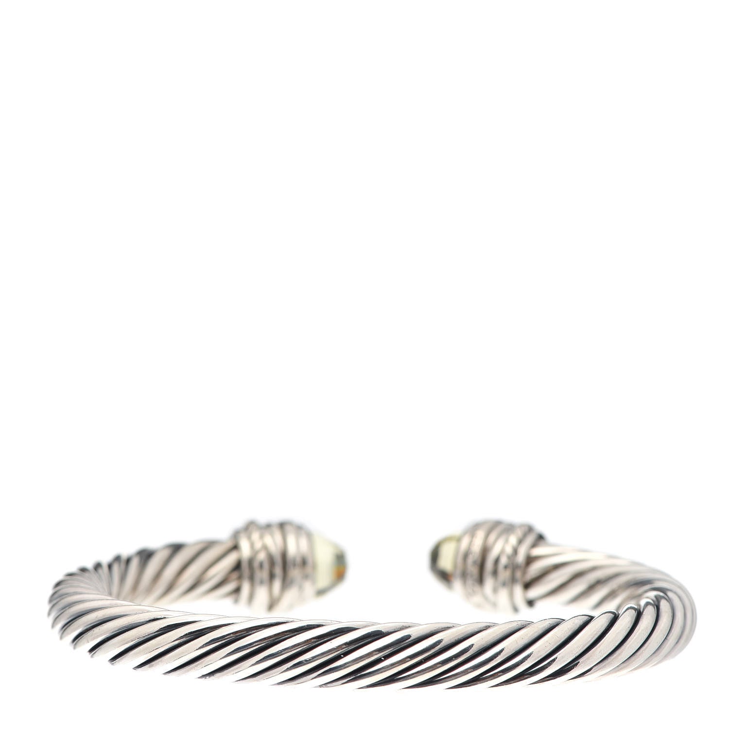 David Yurman Sterling Silver Diamond Lemon Citrine 7mm Cable Crossover Bracelet 3 of 5