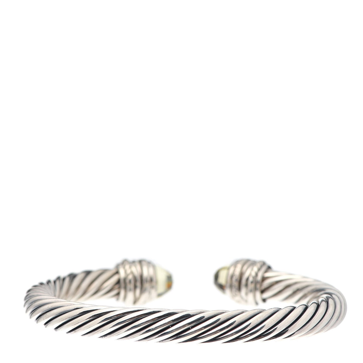 Sterling Silver Diamond Lemon Citrine 7mm Cable Crossover Bracelet