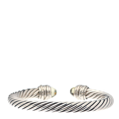 David Yurman Sterling Silver Diamond Lemon Citrine 7mm Cable Crossover Bracelet 3 of 5