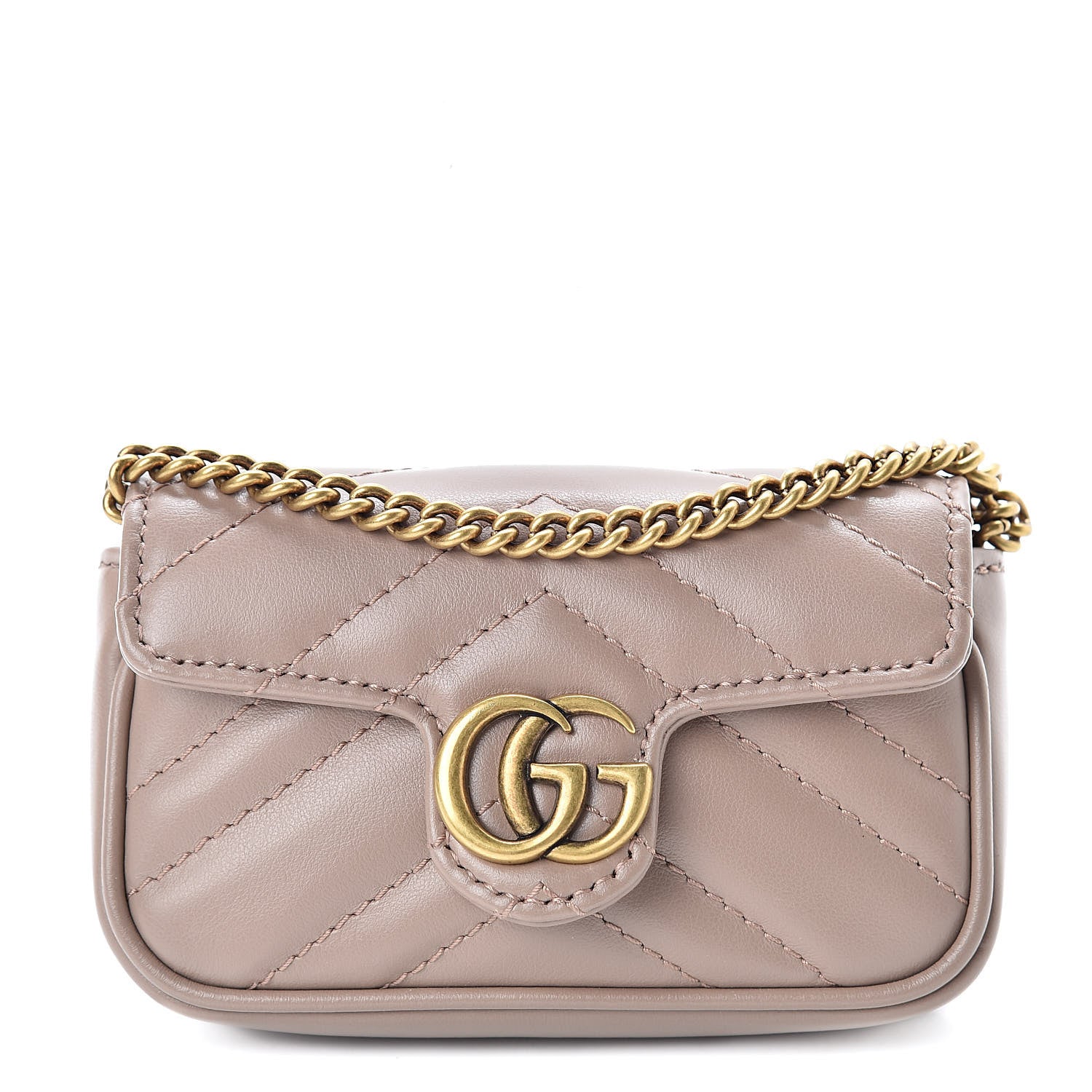 Gucci Calfskin Matelasse Heart GG Marmont 2.0 Coin Purse On A Chain Porcelain Rose 1 of 9