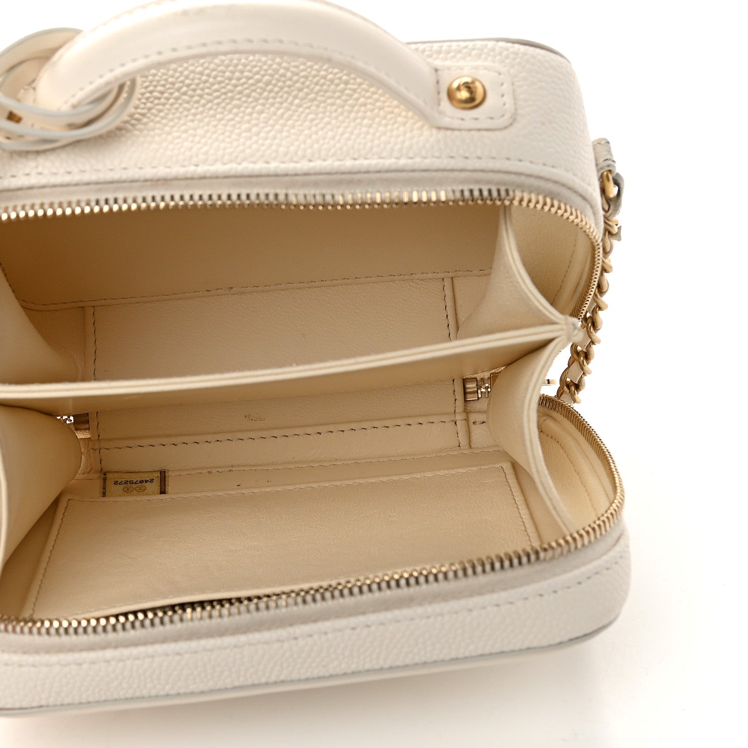 Chanel Caviar Quilted Small CC Filigree Vanity Case White 5 of 11