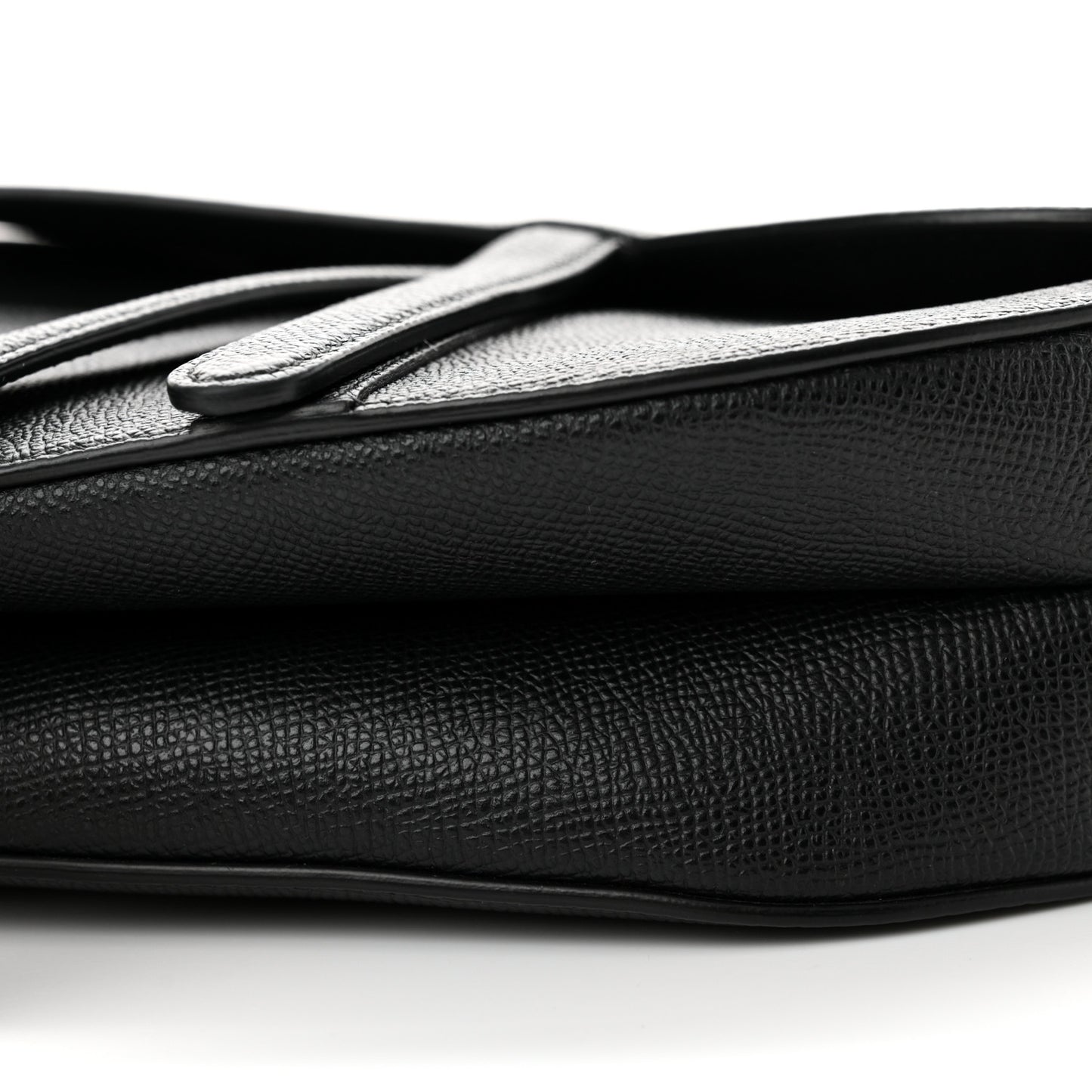 Grained Calfskin Saddle Bag With Strap Black