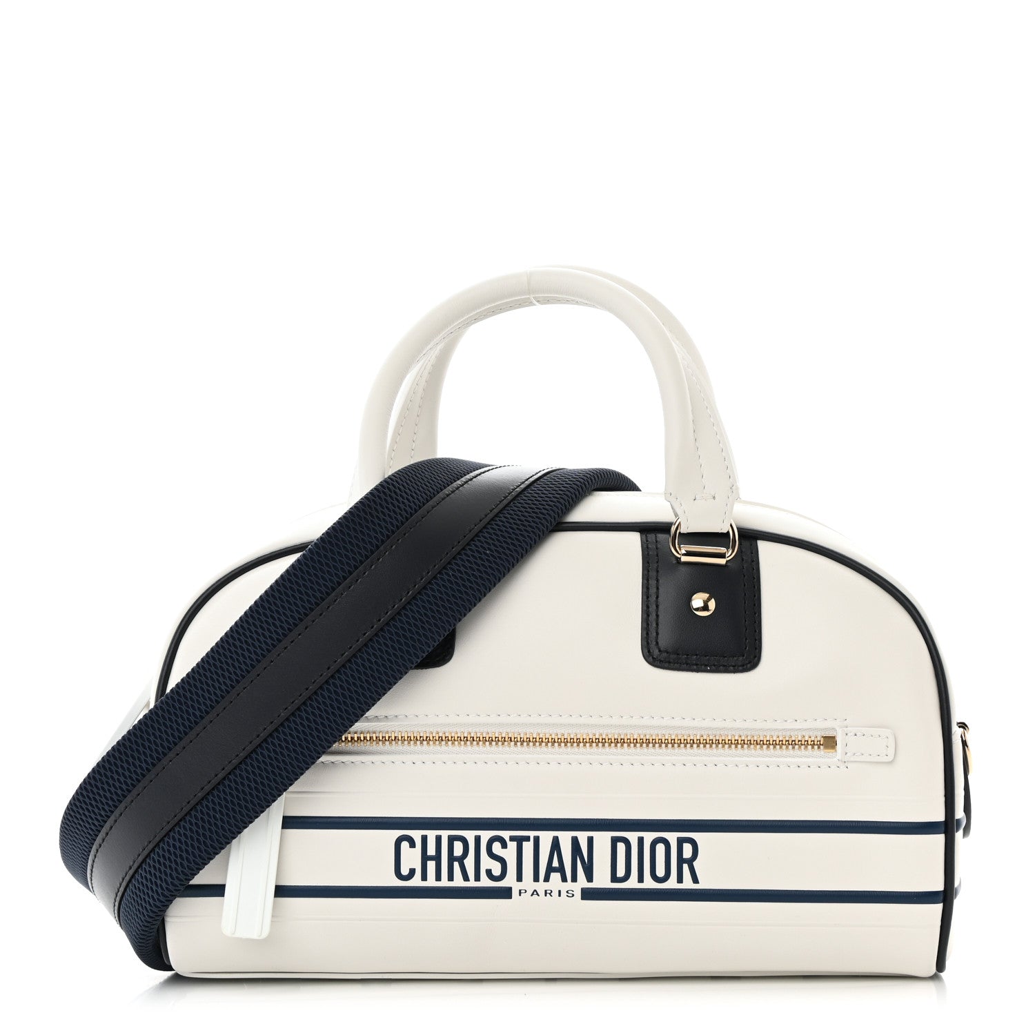Christian Dior Calfskin Small Dior Vibe Zip Bowling Bag White 1 of 10