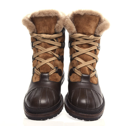 Chanel Suede Calfskin Lace Up Boots 40.5 Light Brown 5 of 9