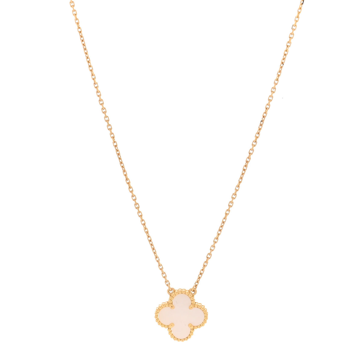 Van Cleef & Arpels 18K Yellow Gold Mother of Pearl Vintage Alhambra Pendant Necklace 1 of 5