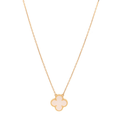 Van Cleef & Arpels 18K Yellow Gold Mother of Pearl Vintage Alhambra Pendant Necklace 1 of 5