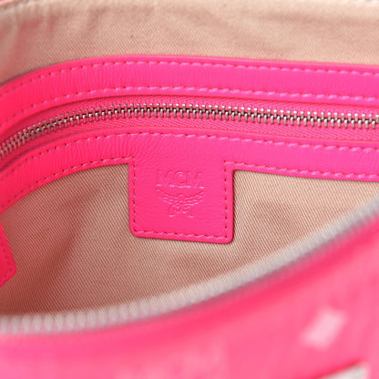 MCM Visetos Wristlet Zip Pouch Neon Pink 6 of 7
