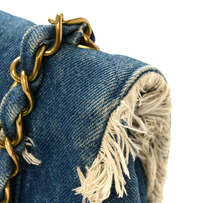 Chanel Frayed Denim Quilted Flap Blue 13 of 13