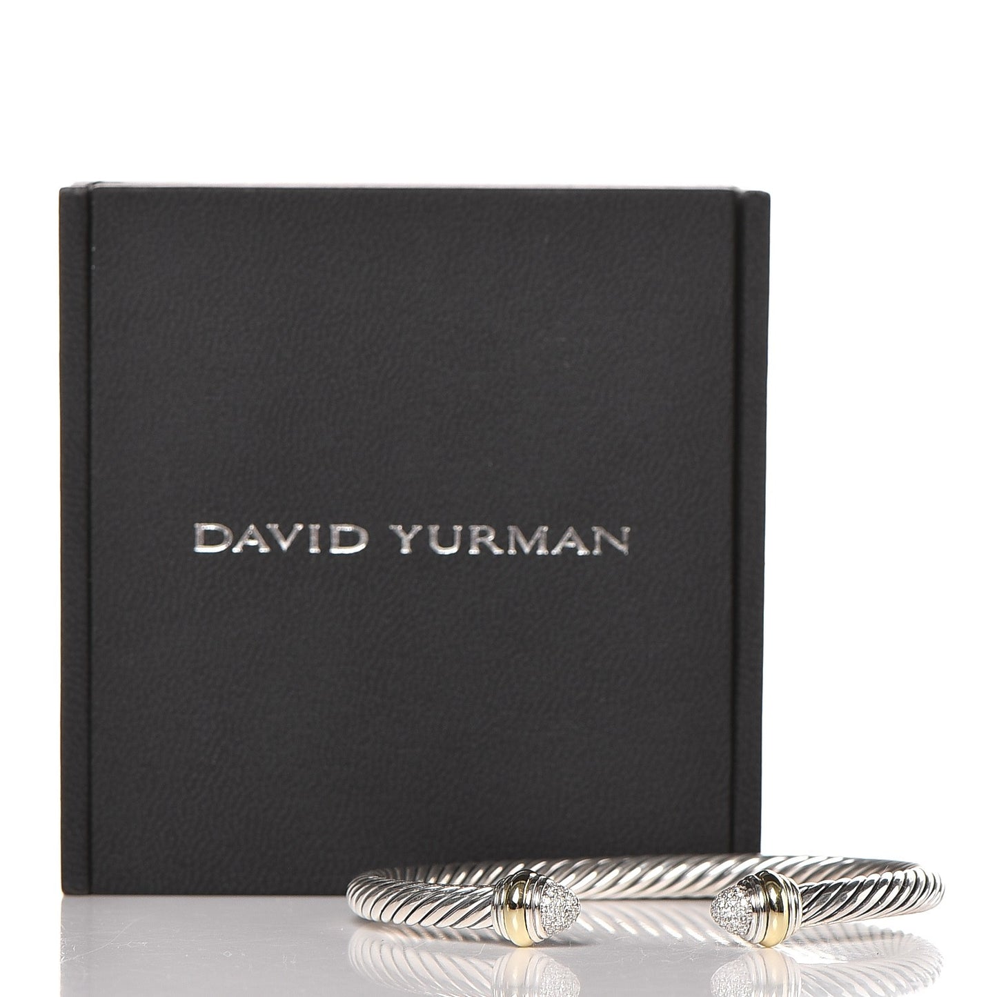 Sterling Silver 14K Yellow Gold Diamond 5mm Cable Classics Bracelet