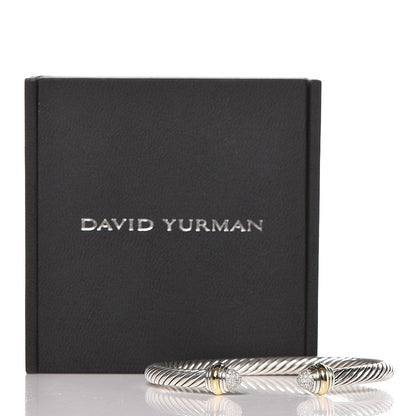 David Yurman Sterling Silver 14K Yellow Gold Diamond 5mm Cable Classics Bracelet 6 of 6