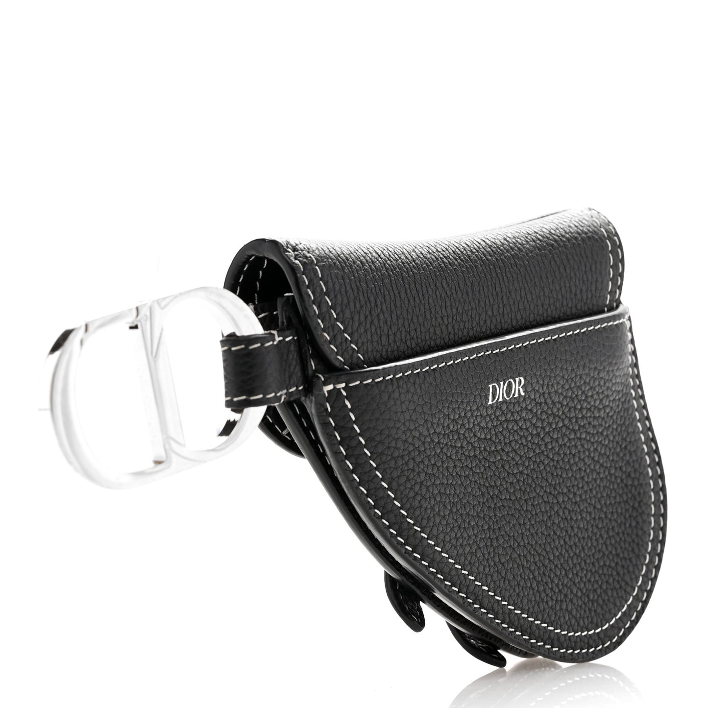 Grained Calfskin Saddle Mini Key Ring Black