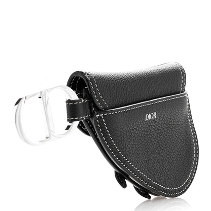 Christian Dior Grained Calfskin Saddle Mini Key Ring Black 3 of 7