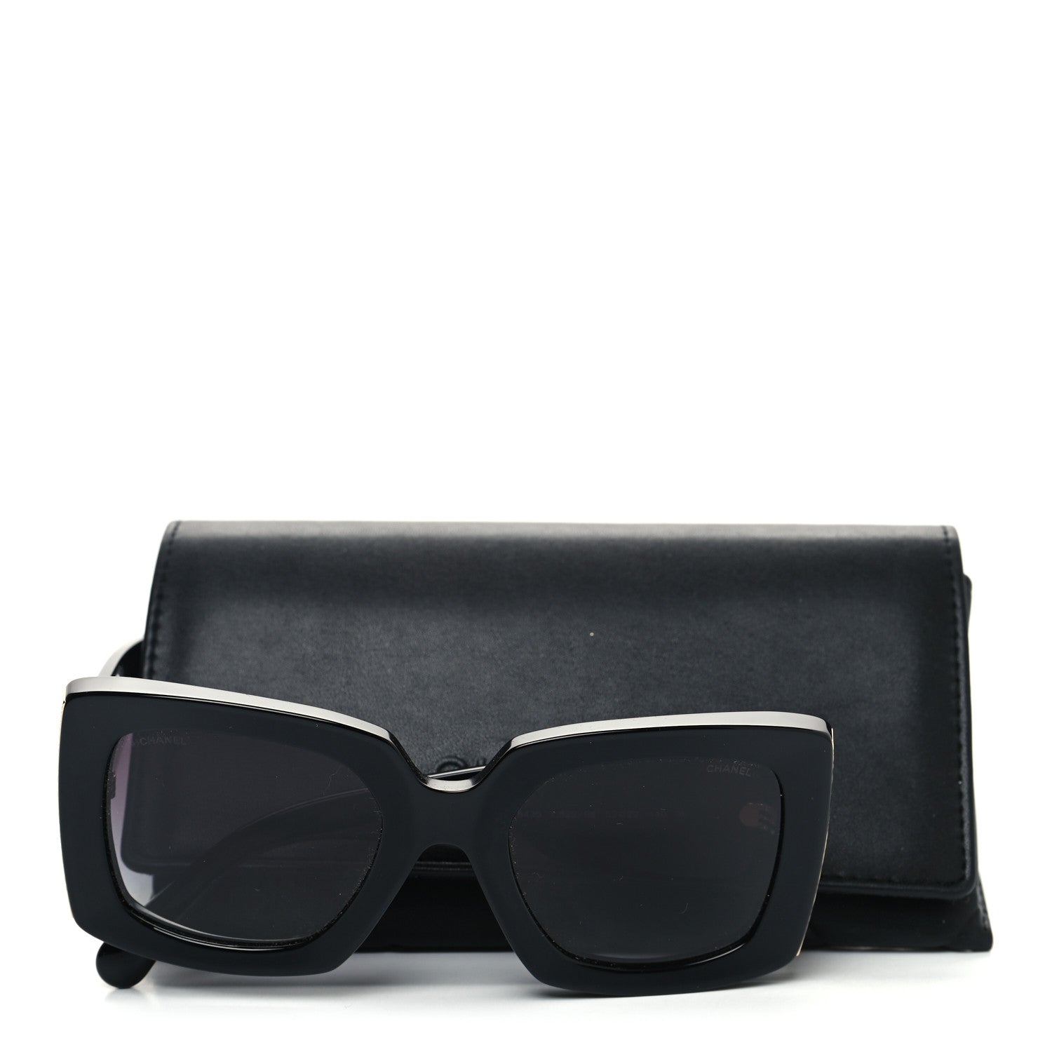 Chanel Acetate Rectangle Sunglasses 5435 Black 8 of 8