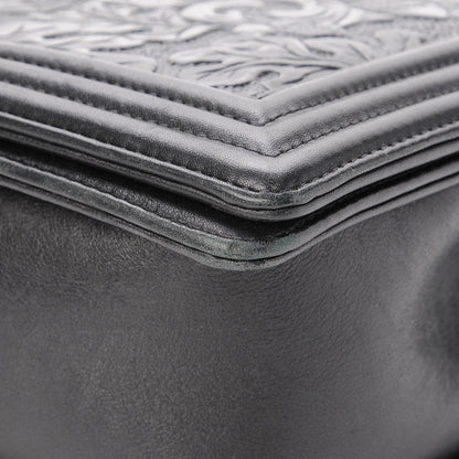 Chanel Calfskin Embossed New Medium Cordoba Boy Flap Black 10 of 13