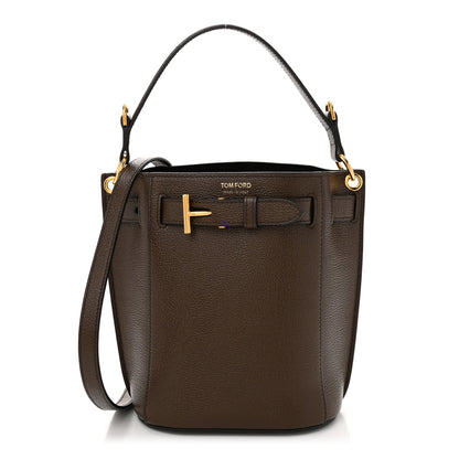 Tom Ford Grained Calfskin Mini Audrey Belt Bucket Bag Dark Khaki 1 of 9