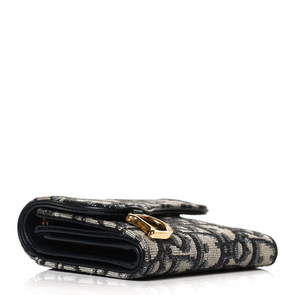 Christian Dior Oblique Saddle Lotus Wallet Blue 4 of 10
