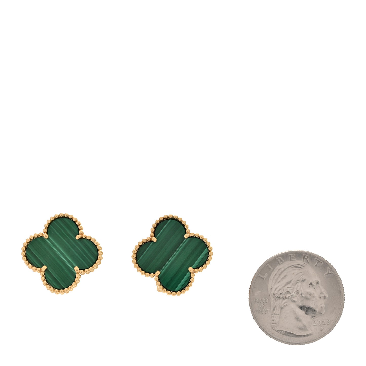 18K Yellow Gold Malachite Magic Alhambra Earrings