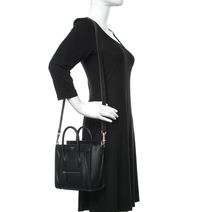 Celine Drummed Calfskin Nano Luggage Black 2 of 9