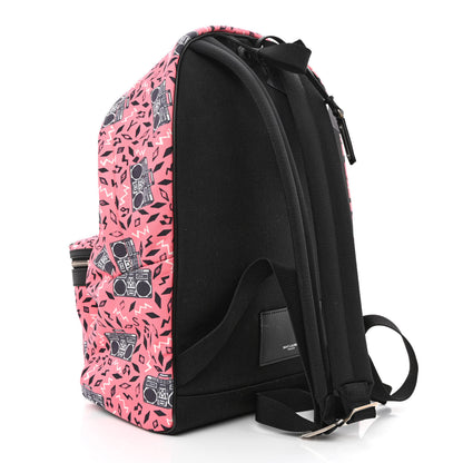 Saint Laurent Canvas Radio Print City Backpack Pink 3 of 11