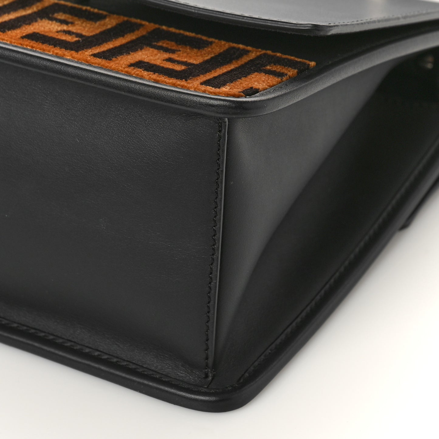 Vitello Century Velvet F is Fendi FF Kan I Shoulder Bag Black Tobacco