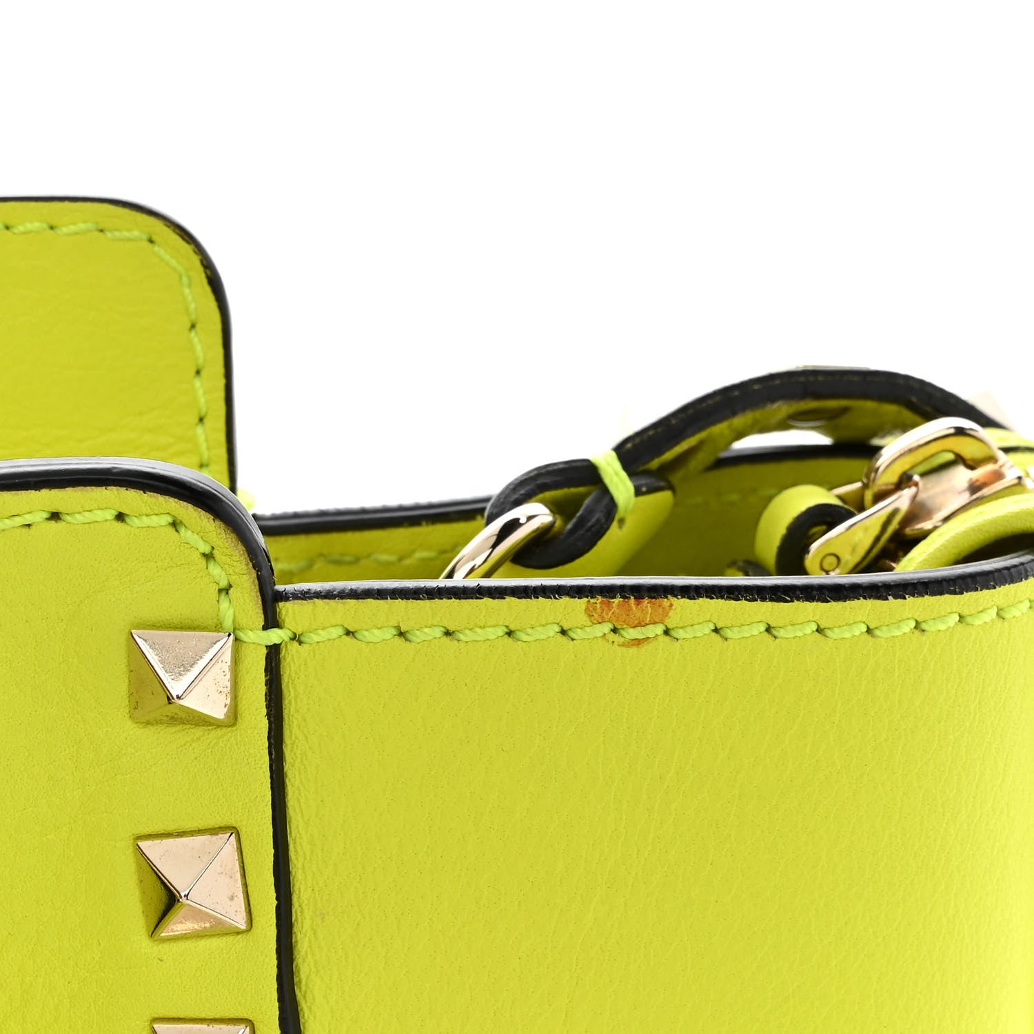 Valentino Garavani Vitello Small Rockstud Double Handle Tote Yellow Fluo 10 of 12