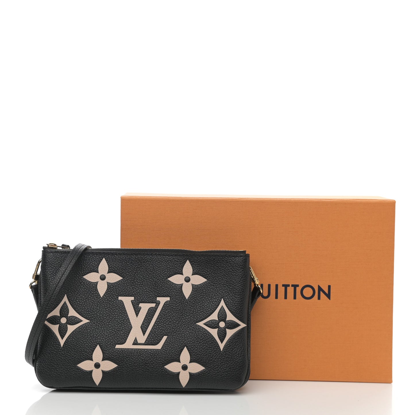 Empreinte Monogram Giant Double Zip Pochette Black Cream