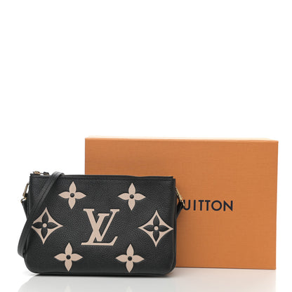 Louis Vuitton Empreinte Monogram Giant Double Zip Pochette Black Cream 9 of 9