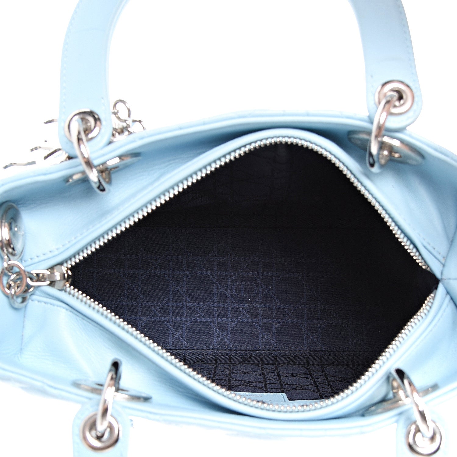 Christian Dior Lambskin Cannage Medium Lady Dior Light Blue 4 of 14