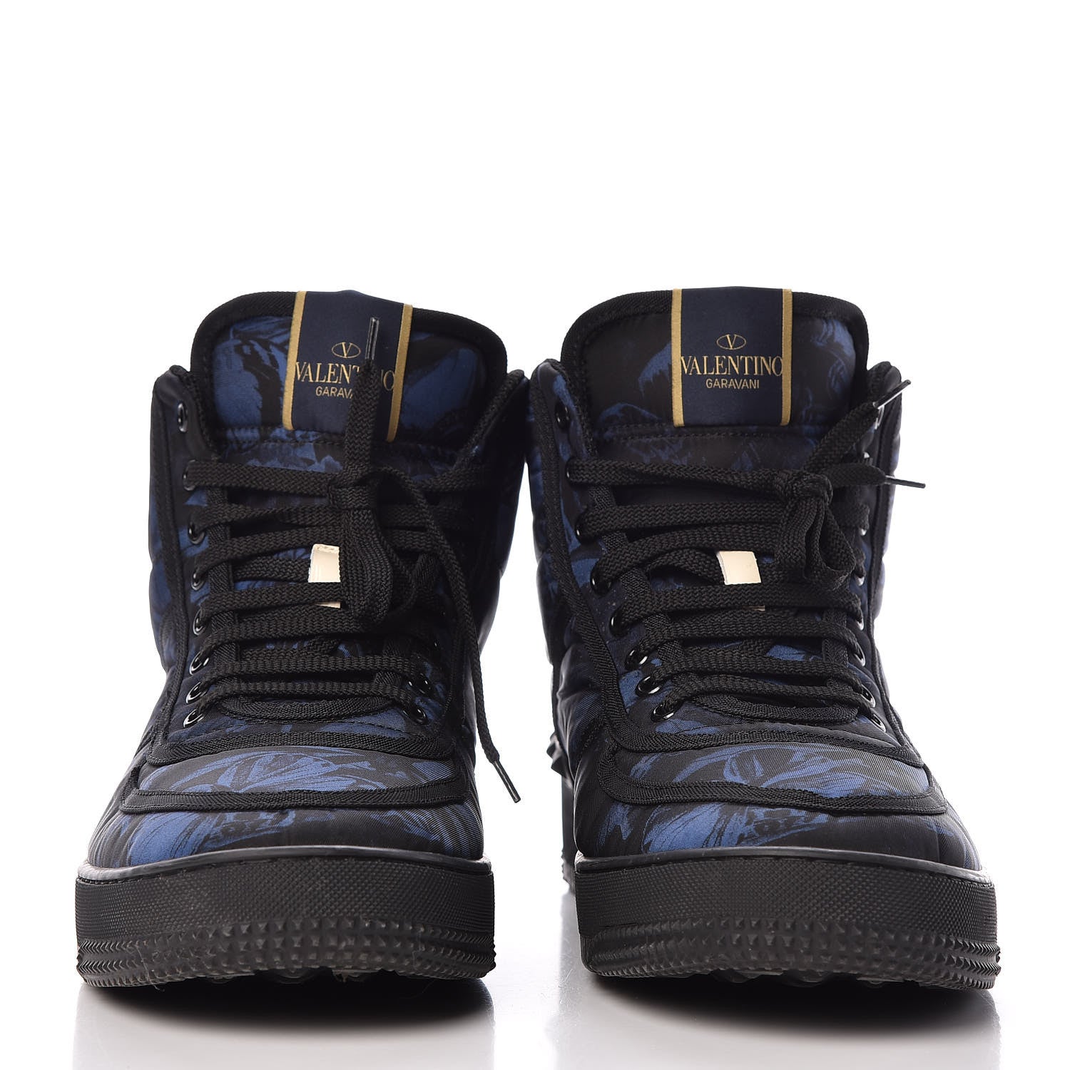 Valentino Garavani Nylon Camubutterfly Mens Rockstud High Top Sneakers 45 Marine Light Ivory Black 2 of 10