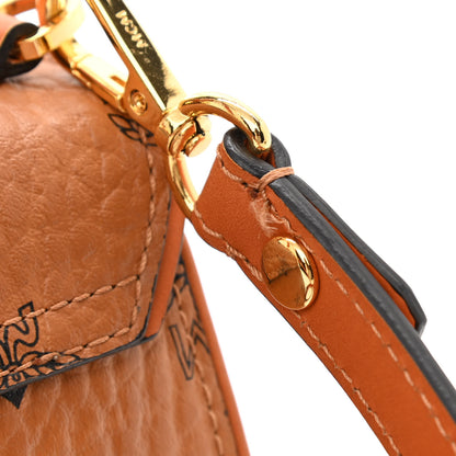 MCM Visetos X-Mini Heritage Top Handle Satchel Cognac 13 of 13