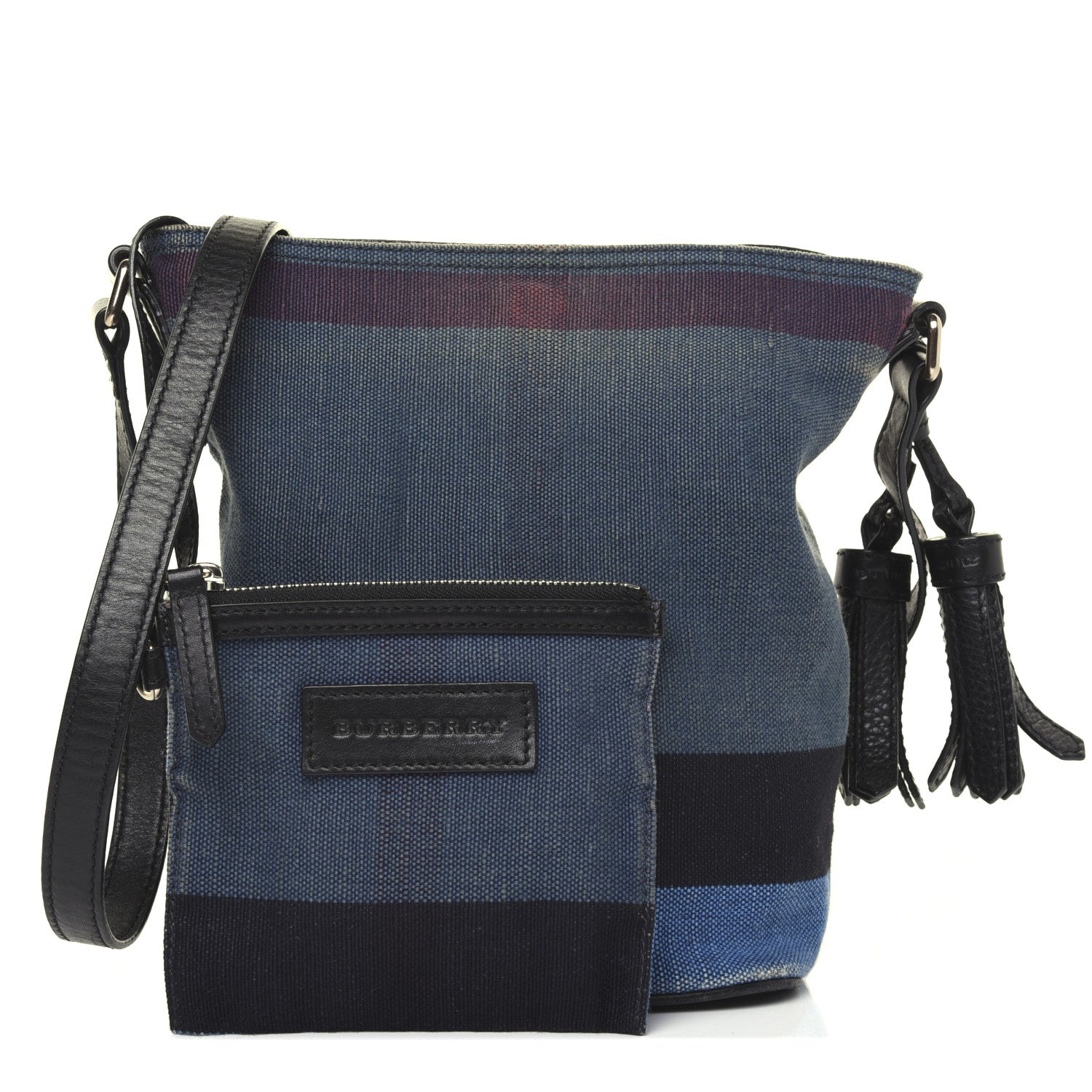 Burberry Overdyed Canvas Mega Check Mini Ashby Hobo Ultramarine Blue 1 of 23