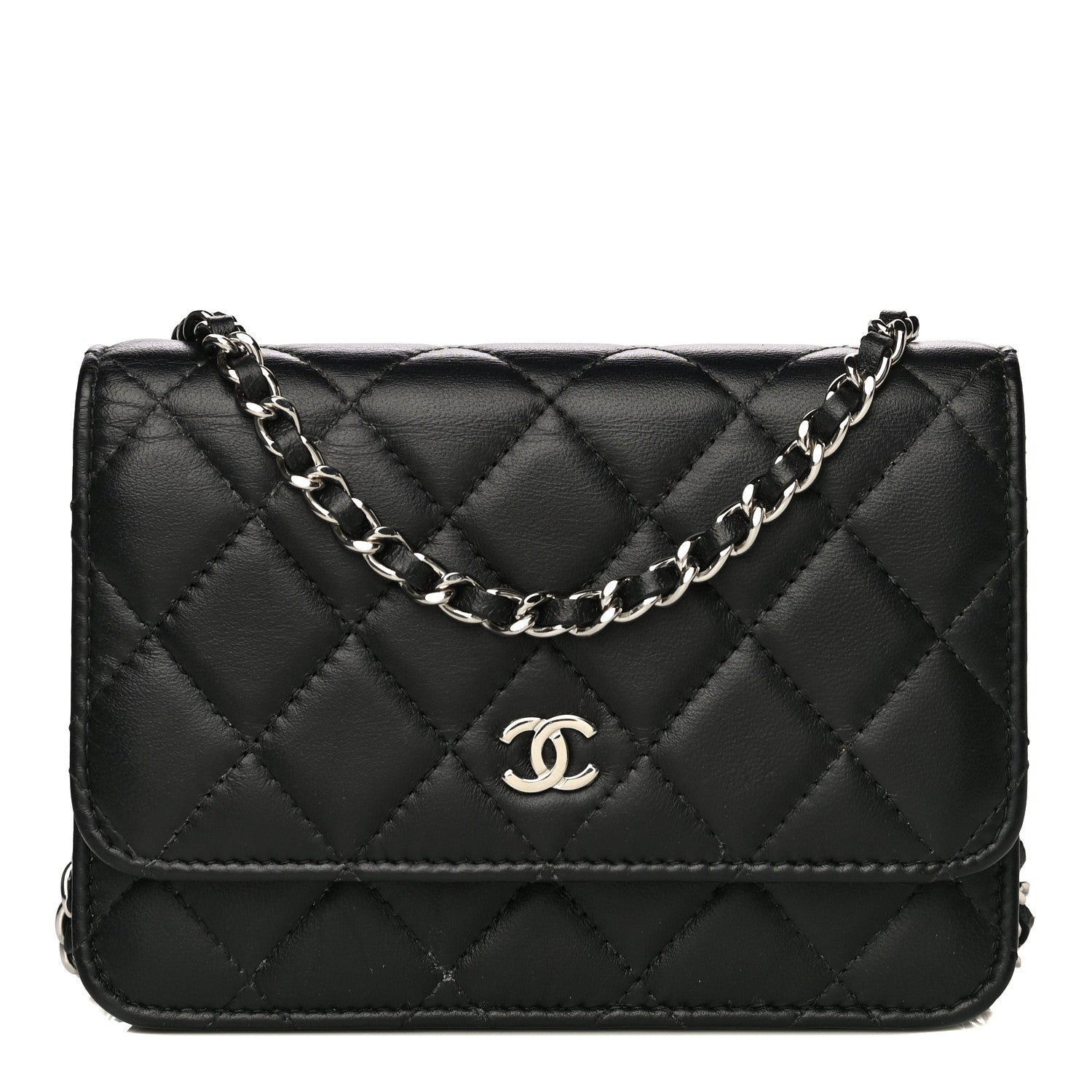 Chanel Lambskin Quilted Mini Wallet On Chain WOC Black 1 of 13