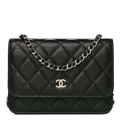Chanel Lambskin Quilted Mini Wallet On Chain WOC Black 1 of 13