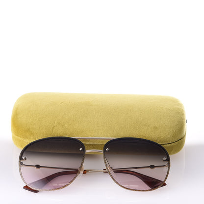 Gucci Metal Glitter Aviator Sunglasses G0227S Gold 8 of 8