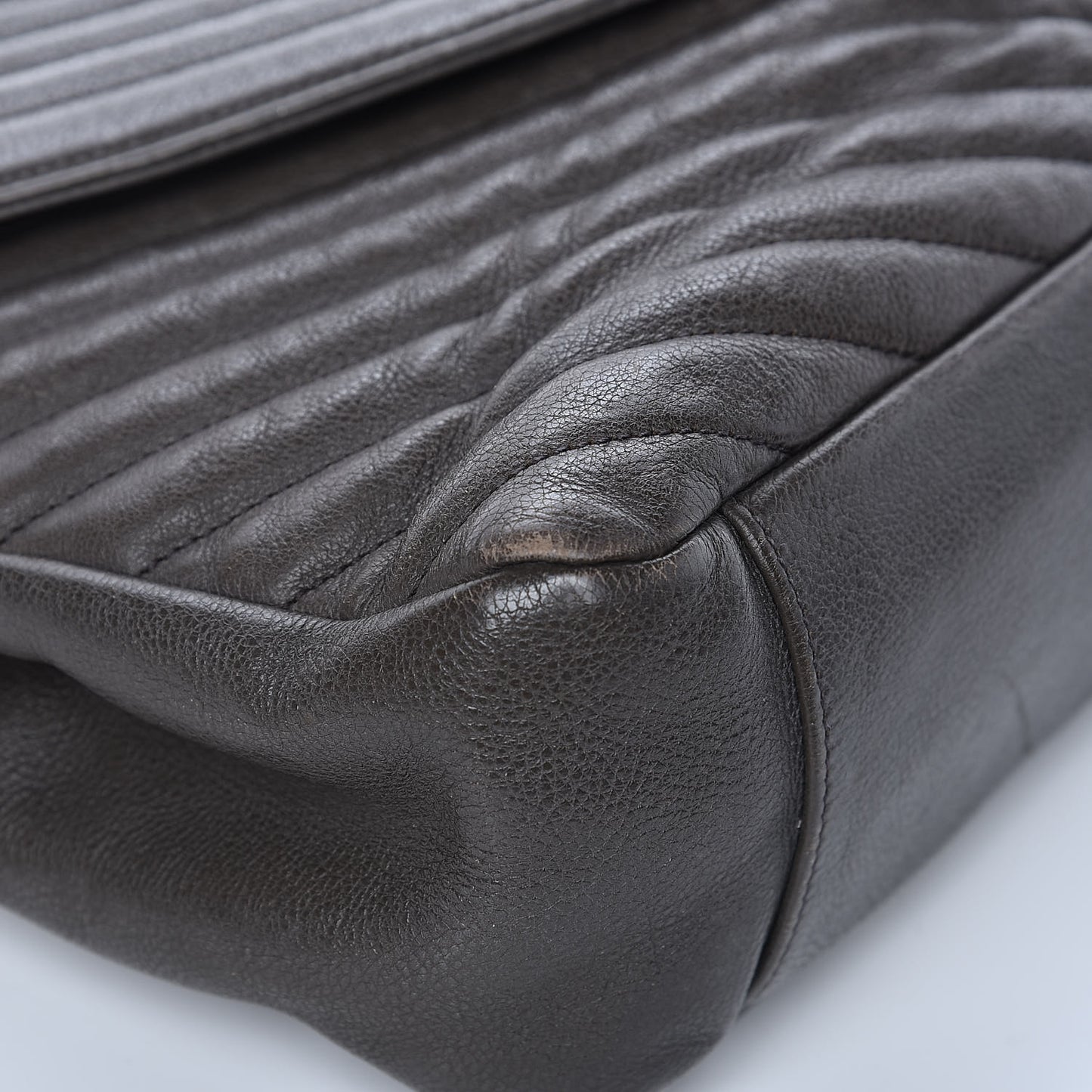 Sheepskin Matelasse Chevron Monogram Large College Satchel Dark Anthracite
