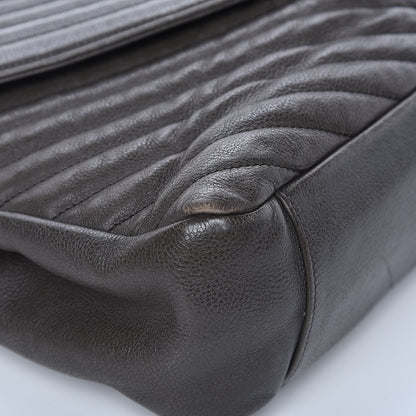 Saint Laurent Sheepskin Matelasse Chevron Monogram Large College Satchel Dark Anthracite 11 of 16
