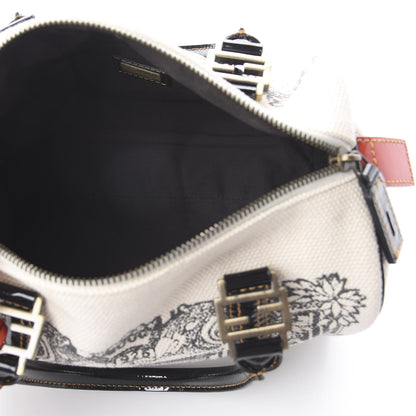 Fendi Canvas Printed Roma Italy 1925 Small Forever Boston White 4 of 8