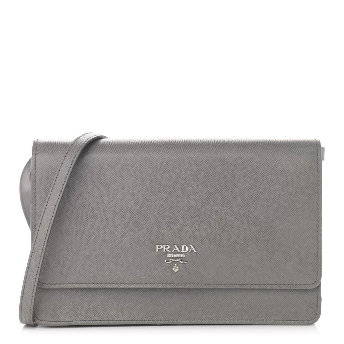 Saffiano Metal Flap Wallet With Strap Marmo