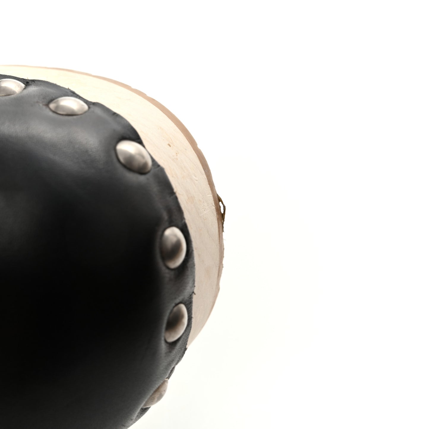 Natural Calfskin Metal Triangle Logo 45mm Clogs 40 Black Sabbia