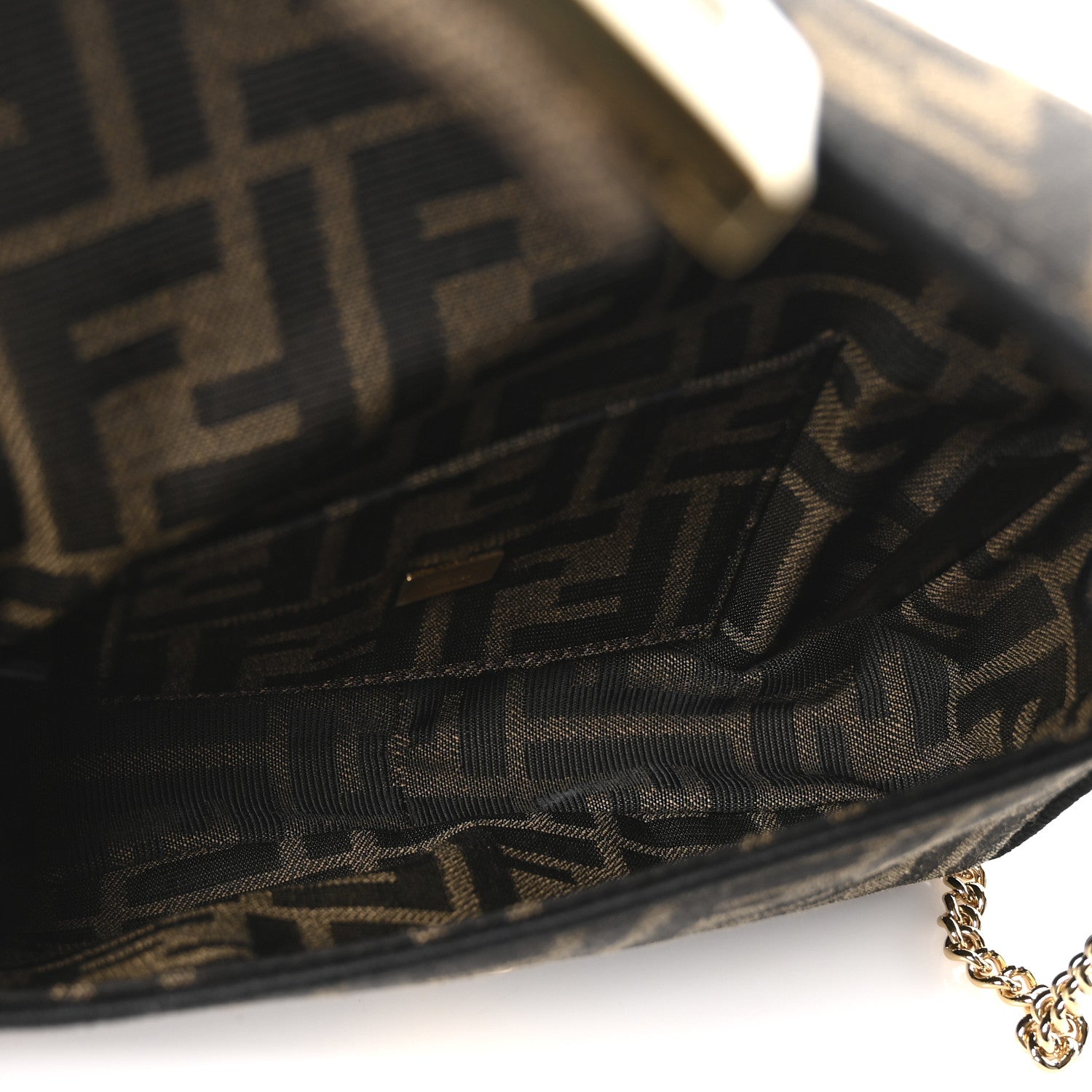 Fendi Fabric Jacquard FF 1974 Mini Baguette Tobacco Moro Black