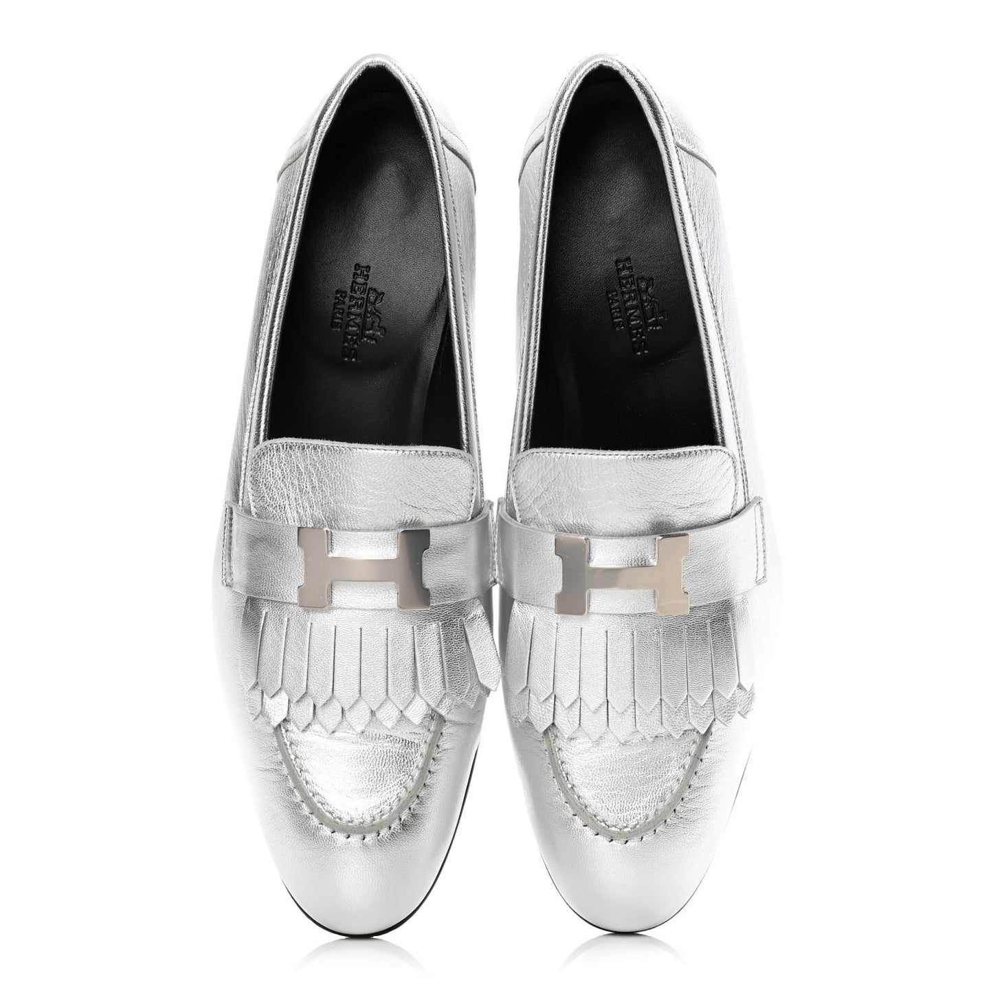 Metallic Chevre Womens Royal Loafers 38 Gris Argente