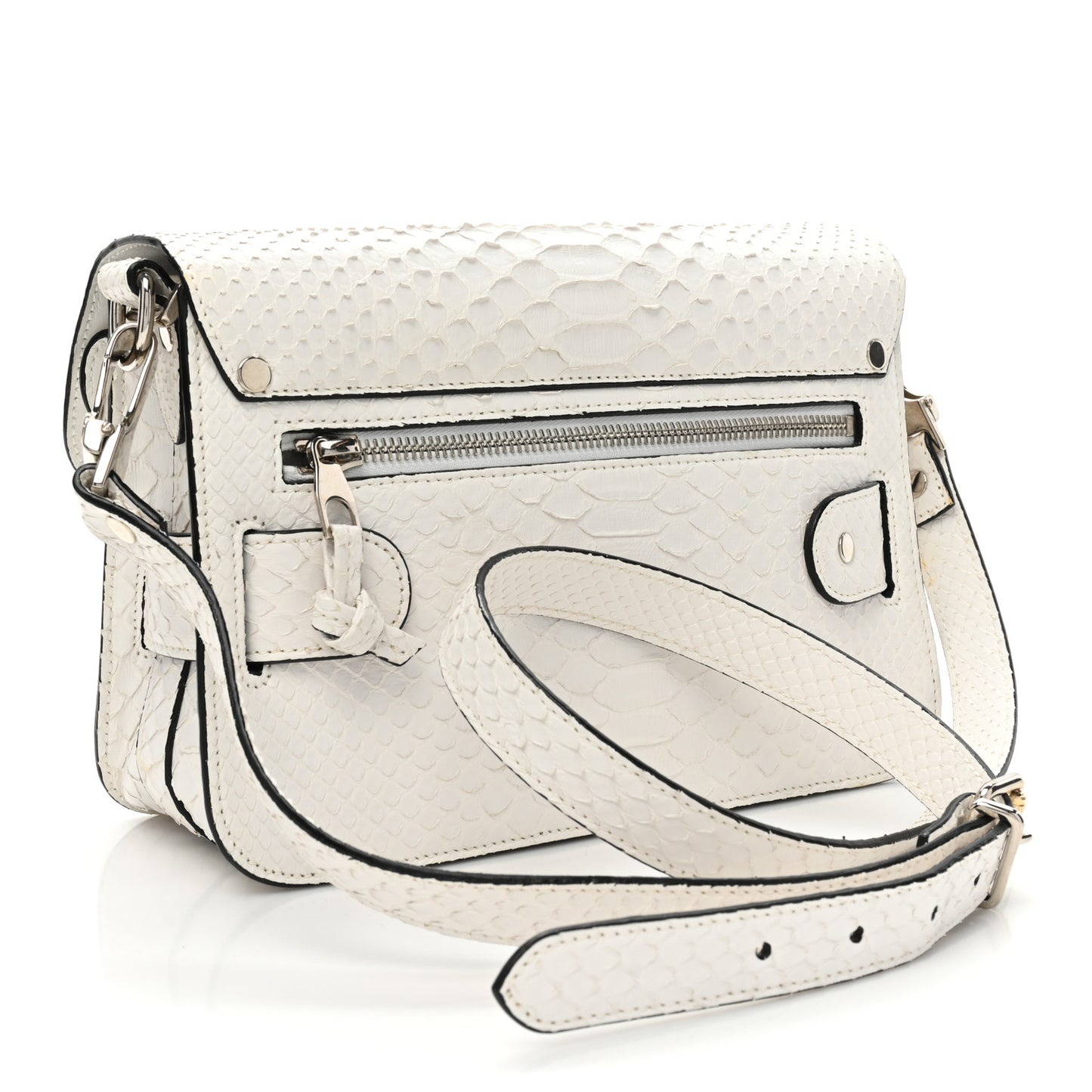 Snakeskin PS11 Mini Classic Shoulder Bag White