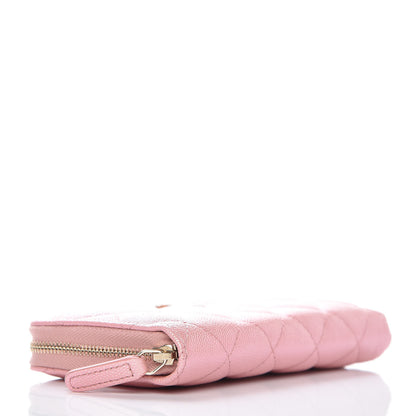 Chanel Iridescent Caviar Quilted Medium Zip Around Wallet Pink 4 of 11