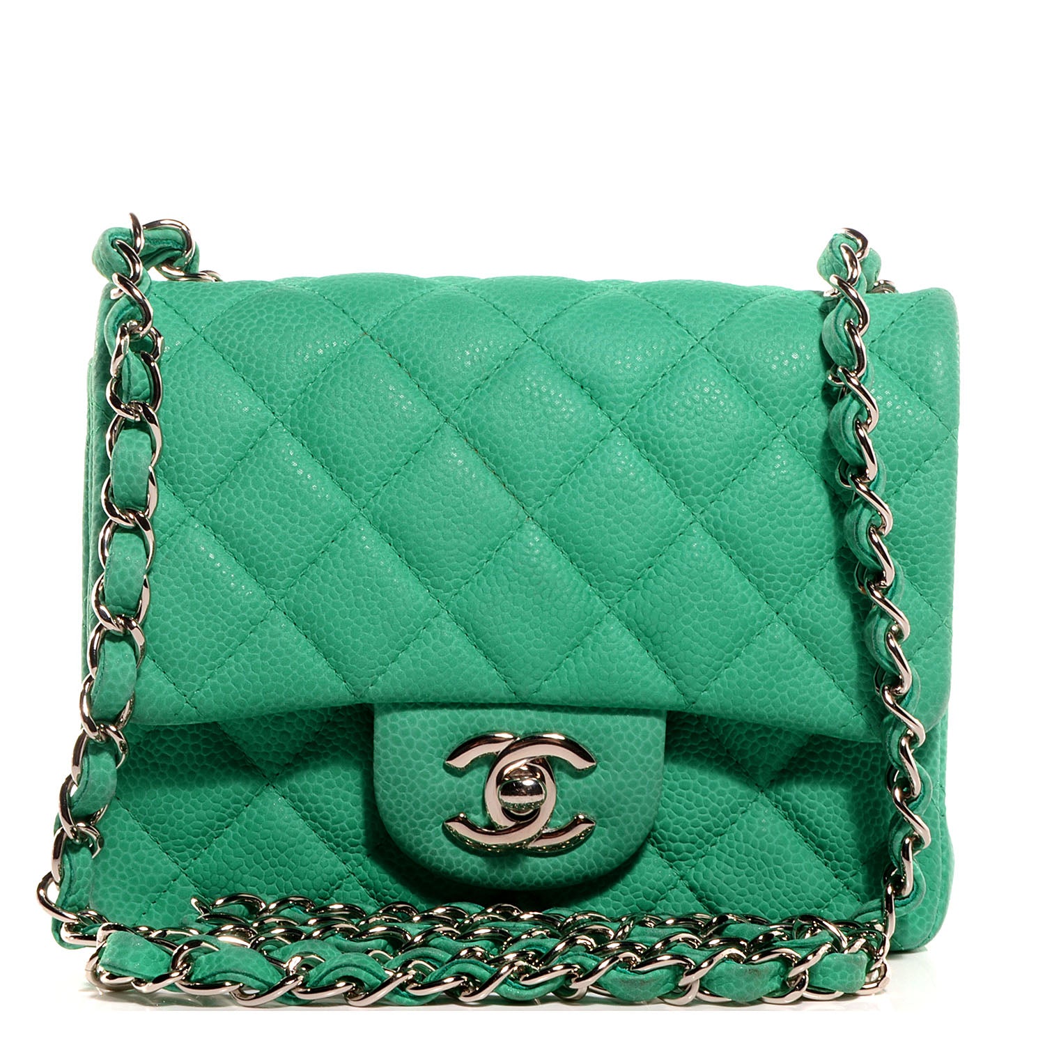 Chanel Iridescent Caviar Quilted Mini Square Flap Green 1 of 8