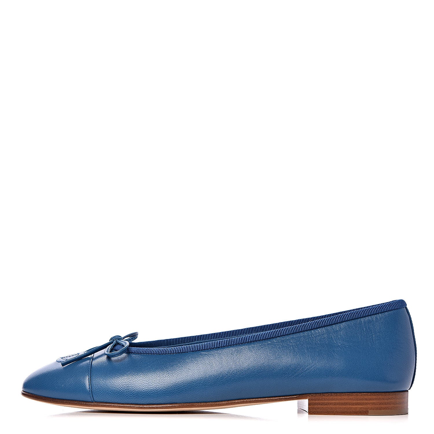 Chanel Goatskin Cap Toe CC Ballerina Flats 39 Blue 1 of 9