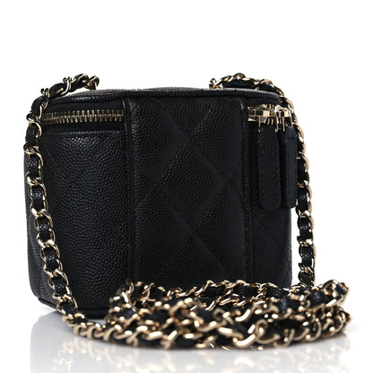 Chanel Caviar Quilted Mini Vanity Case With Chain Black 3 of 9